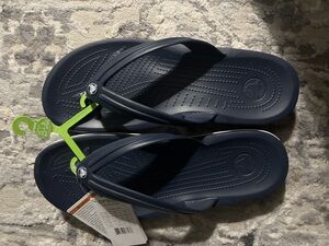 New men’s crocs navy and white size M12